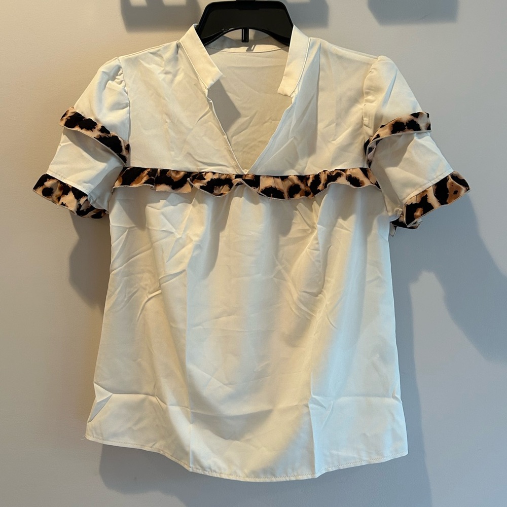 Leopard Trim Top